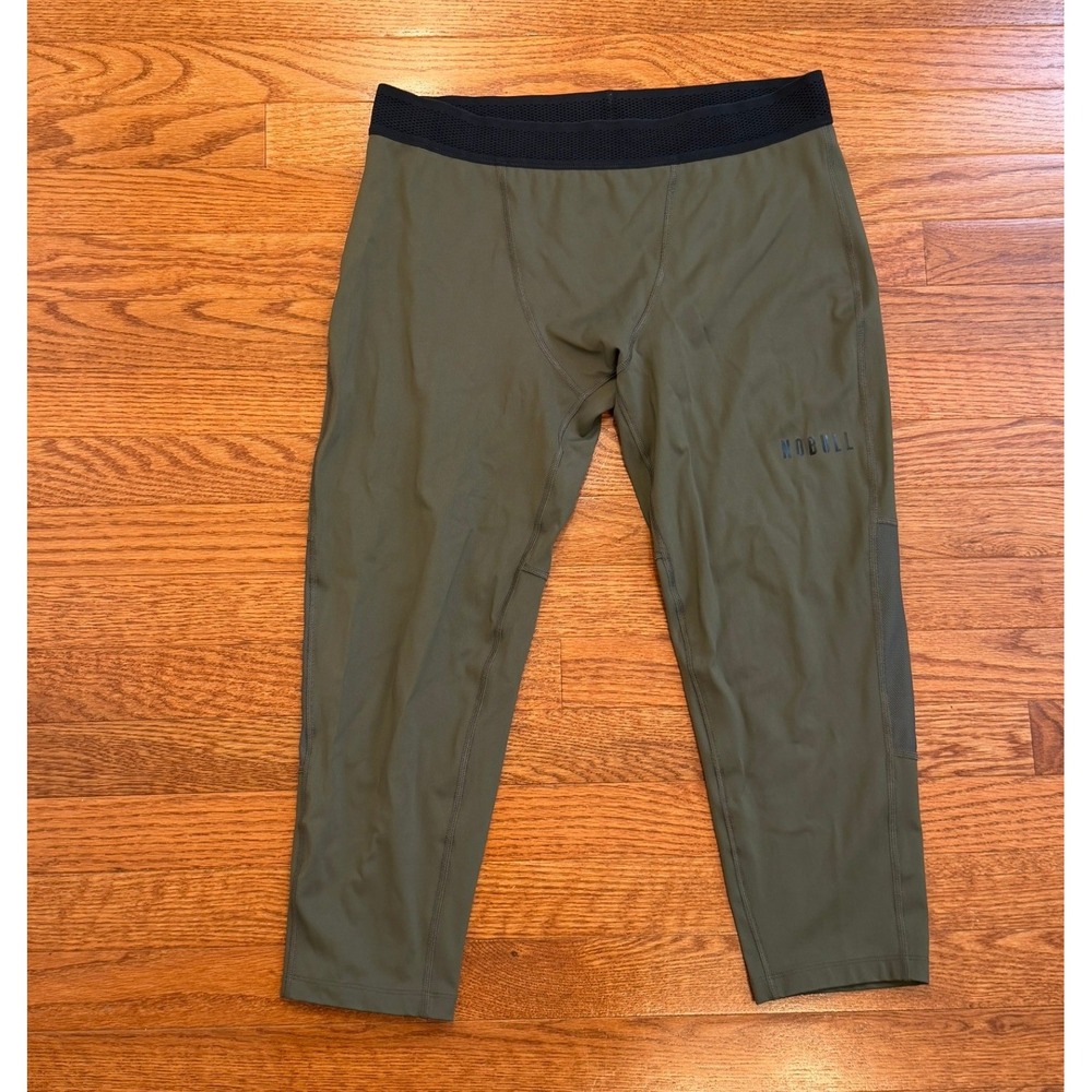 NOBULL Compression Tights 3/4 Mens XL Green 20" Training Gym CrossFit Leggings